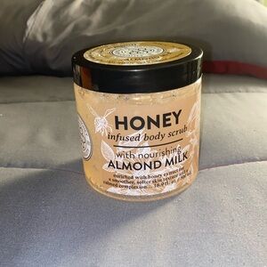 Honey infused body scrub with nourishing Almond Milk